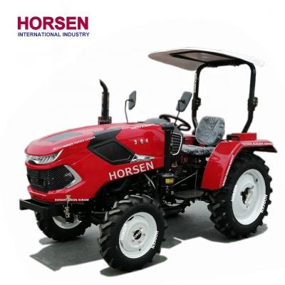 China Cultivate HORSEN small 25HP 30HP 35HP 40HP compact farm wheel tractor with front end loader plow rotary tiller for sale made in china for sale