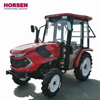 China Farm HORSEN small 25HP 30HP compact mini farm wheel tractor with CAB front end loader and backhoe for sale made in china for sale