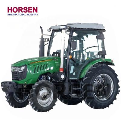 China Farms HORSEN CHINA 4 wheel drive 90hp 904 tractors with AC cab, front end loaders for sale made in china for sale