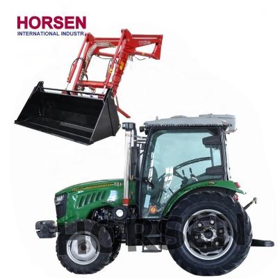 China Hot Sale HORSEN China 4x4 Wheel Drive Farm Cabin Tractor 70HP 80HP 90HP with Front Loader and Backhoe for Sale for sale