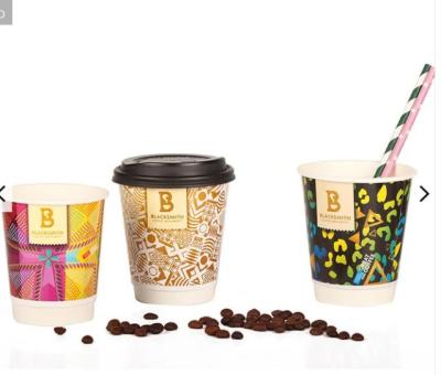 China Disposable Single Wall Double Wall PE Coated Coffee Paper Cups With Lids for sale