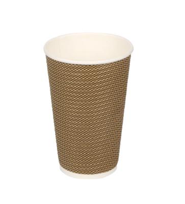 China Disposable Recycled Brown Ripple Wall 16oz Eco - Friendly Paper Cup With Cover Custom Printed for sale