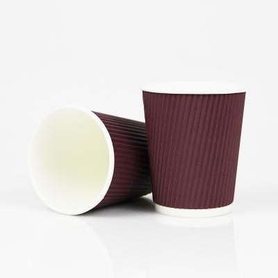 China Disposable Custom Biodegradable Logo 4oz/8oz/12oz/16oz Ripple Hot Drink Coffee Paper Cup for sale