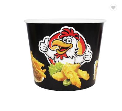 China Disposable Custom Printed Double Side Food Paper Bucket For Popcorn And Fried Chicken for sale