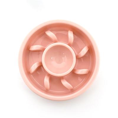 China Sustainable High Quality Orange Resin PP Pet Slow Feeder Bowls For Cats And Small Dogs for sale