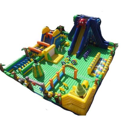 China Outdoor Entertainment Largest Inflatable Theme Amusement Parks With Climbing Slide Wall for sale