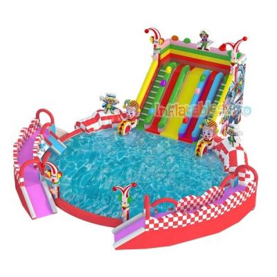 China Large Outdoor Entertainment Inflatable Water Park On Land With Big Water Slides For Kids for sale