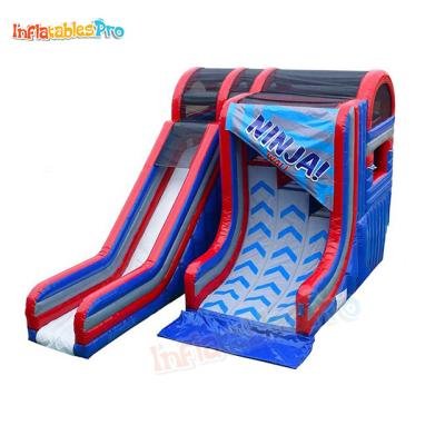 China Entertainment Outdoor Ninja Warrior Inflatable Obstacle Course With Slide for sale