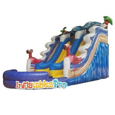 China Flamingo Outdoor Theme Entertainment Inflatable Water Slides For Adults for sale