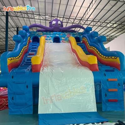 China Entertainment Dolphin Theme Outdoor Paddling Pool With Inflatable Slide For Sale for sale