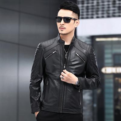 China 2021 New Anti-UV Top Coats Whip Leather Men's Collar Comic Motorcycle Leather Jacket for sale