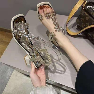 China CUSHIONING wholesale hot sale women's chunky heel sandals/sexy gold sandal heels/2021 new sandals for sale