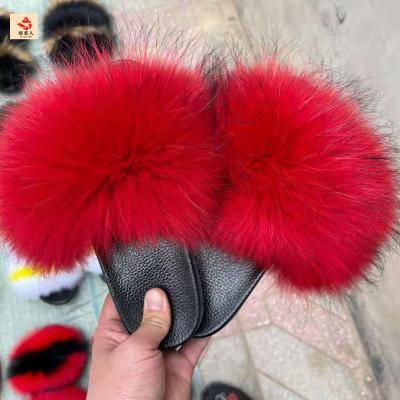 China CUSHIONING Trusted Supplier Chinese Fur Designer Open-Toed Fur Slippers Kids Fur Slippers for sale