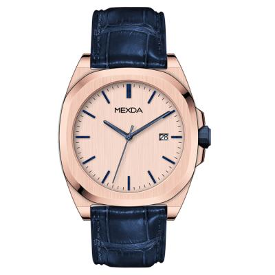 China Genuine leather bracelet excellent water resistant mexda brand material the latest rose gold business wrist men watch for sale