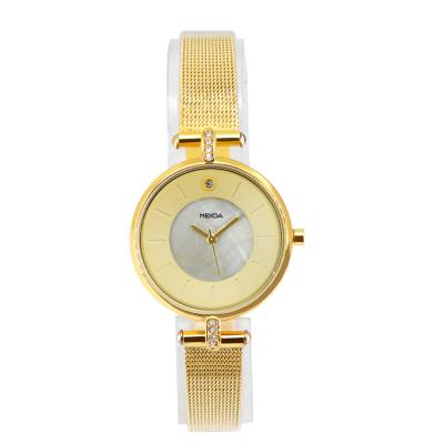 China Elegant day/date mexda brand custom logo elegant lady watch gold diamond casual women gold quartz real watch for sale