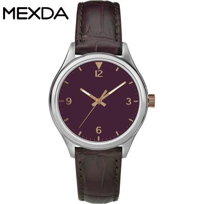 China Mexda Brand Non-Specific Stainless Steel Case 5atm Luxury Waterproof Genuine Leather Strap Analog Watch For Women for sale