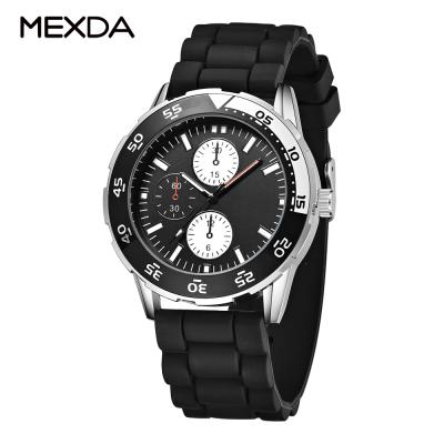 China High Quality Polish Rubber Strap Automatic Stainless Steel Case Brand Mexda Big Date Men's Chronograph Watches Big Wrists for sale