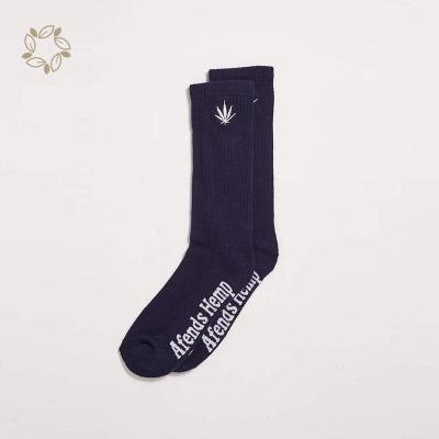 China Custom Logo Socks Solid Color Men's Socks Natural Eco-Friendly Socks Antibacterial Organic Hemp For Men for sale