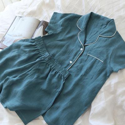 China Hemp Clothing Women Custom Made Natural Loose Home Suit Pajamas Comfortable Breathable Homewear for sale