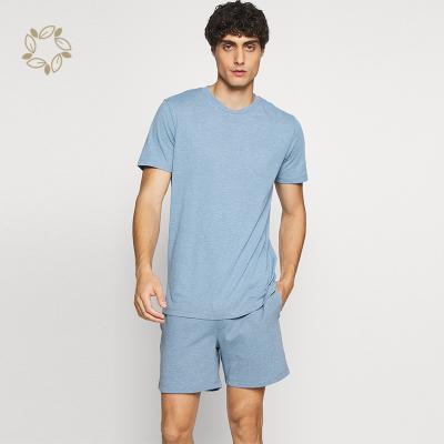 China Breathable Sustainable Shorts Sets For Mens 100% Organic Cotton Summer 2 Piece Shorts Set Pure T-shirt And Eco Friendly Cotton Mens Shorts for sale