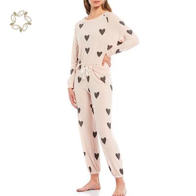 China Home Wear QUICK DRY Cotton Long Sleeve Bamboo Lounge Set Eco-Friendly Womens Ladies Sustainable Pajamas Nightwear Eco-Friendly Knitted Sleepwear for sale