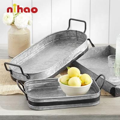 China NIHAO High Quality Custom Galvanized Metal Tray Serving Tray For Bar Restaurant NH-BT for sale