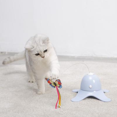 China Viable Interactive Fun and Lighter Cat Toy Electric Rotating Butterfly Indoor Cat Toy for sale