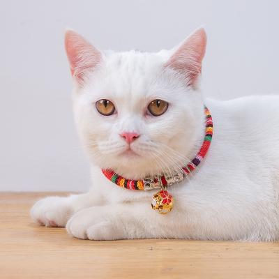 China Cartoon Solid Handmade Multicolor Cloth Cute Pet Puppy Kitten Collar With Colorful Bells for sale