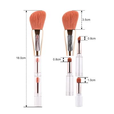 China Multifunctional Portable 4 IN 1 Multifunctional Brush Blush Angled Eyeshadow Brow Makeup Blending Brush for sale