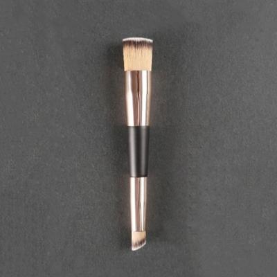 China Pro Dual Ended Dual Brush Foundation Brush Double Ended Head Peached Concealer Brush Rose Gold Color for sale