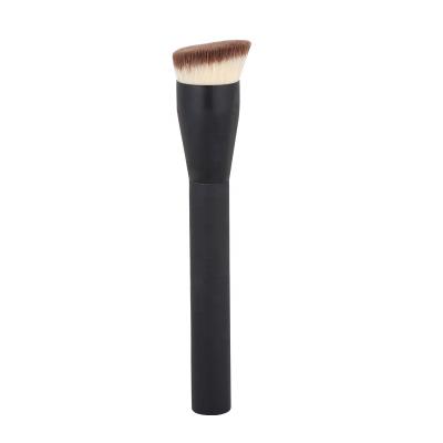 China Angular Blush Flat Base Brush Vegan Kabuki Makeup High Quality Matte Black Angled Top Brush for sale