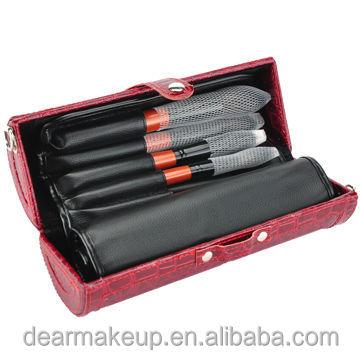 China Angular Blush Luxury Top Quality Cosmetic Makeup Brush Set With Roll Bag And Round Box for sale