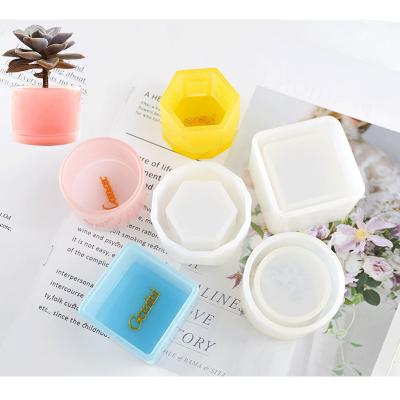 China Viable Popular Crystal Epoxy Resin Flowerpot Storage Box Crafting DIY Silicone Mold for sale