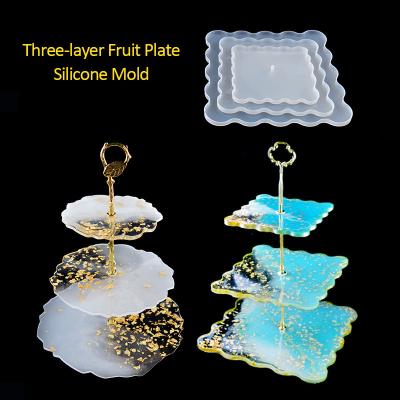 China Sustainable Popular Epoxy Resin Three-Layer Crystal Fruit Dish Crafting DIY Silicone Mold for sale