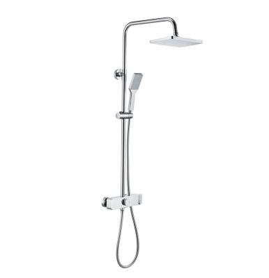 China With Slide Bar Large Square Pipe Bathroom Thermostat Shower Electroplating Set for sale