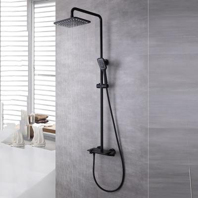 China With Matte Black Piano Keys Bathroom British Design Sliding Bar Style Master Shower Set Copper Pressurized Shower for sale