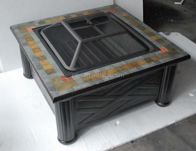 China 34inch Square Stocked Fire Pit Table With Slate Top for sale