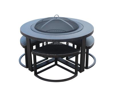 China Stocked Steel Garden Treasure Fire Pit Table Set for sale