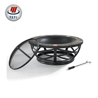 China Large Size Wood Burning Table Round Steel Patio Firepit Table for sale