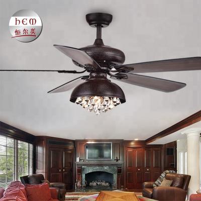 China Crystal Chandelier Ceiling Fan Decorative Rustic/Antique Lighting Crystal Cheap Price Ceiling Fan With Light for sale