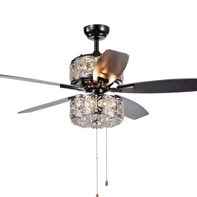 China Wholesale Factory Price Modern Style Positive Or Back Crystal Contemporary Emergency Ceiling Decorative Fan With Light for sale