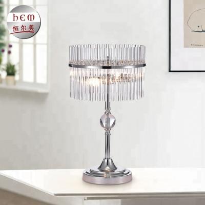 China Crystal Wrought Iron Home Decor Reading Lamp Chrome Hotel Table Lamps Luxury for sale