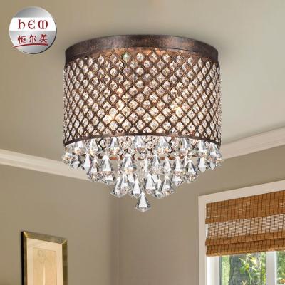 China Vintage Villa Ceiling Light Indoor Outdoor Mounted Waterproof Round Iron Round Crystal Led Ceiling Lamp for sale