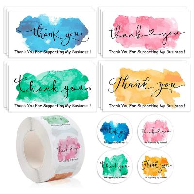 China Eco-Friendly THANK YOU Stickers Customize LOGO Brand Business Card Set Business Sealing Sticker Labels Birthday Wedding Gifts Card for sale