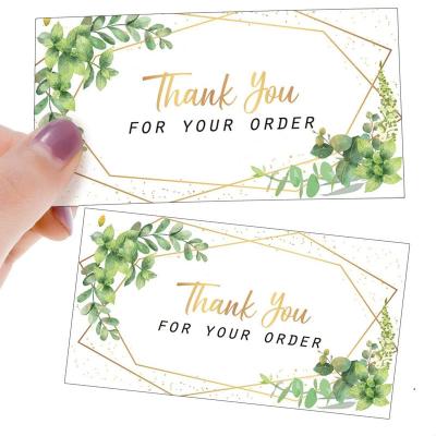 China OEM Eco - Friendly Customize Logo / Brand Green Sheets THANK YOU FOR YOUR ORDER 5X9CM Business Cards Gift Shopping Greeting Card Thank You Cards for sale