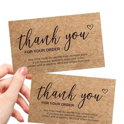 China Eco - Friendly Wholesale Custom THANK YOU Cards Kraft Paper Business Greeting Postcard Gift Certificate With Your Own Logo / Brand For Packing Clothes for sale