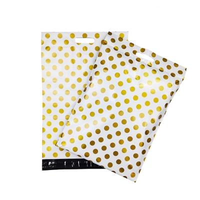 China Wholesale Cheap Eco-friendly/Folding Gold Dots Printing LOGO Express Shipping Bags Portable E-commerce Envelopes Messenger Clothing Gifts Boxes Bag for sale