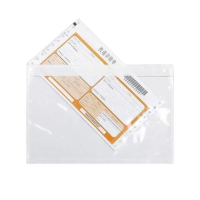 China Factory Direct Sales Eco-friendly Plastic Bags Connect Bill Bag Single Invoice Paper Size Transparent Document Bag Order Packing Express Parcel for sale