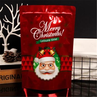 China Quality Eco-Friendly / Leakproof Resealable Christmas Ziplock Bag Stand Up Aluminum Foil Doypack Packaging Bags Christmas Gift Red Socks Sugar Wedding Snacks Bag for sale