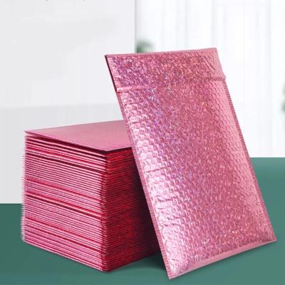 China Eco-Friendly Customize LOGO Design Bag Gift Jewelry Foam Packaging Shipping Courier Bags Organizer 25x30cm Pink Foil Bubble Mailer Mailing for sale